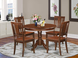 MAH-W 5 Piece Dining Set Includes a Round Dining Room Table with Pedestal and 4 Kitchen Chairs,