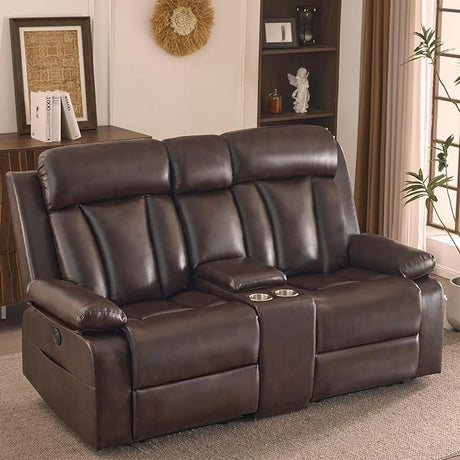 Loveseat-Power Reclining Loveseat with Console,Love Seat Recliner Sofa,Dual Reclining loveseat with Heat and Massage,Cup Holders, USB & Type-C Charge Ports,Pocket, for Living Room