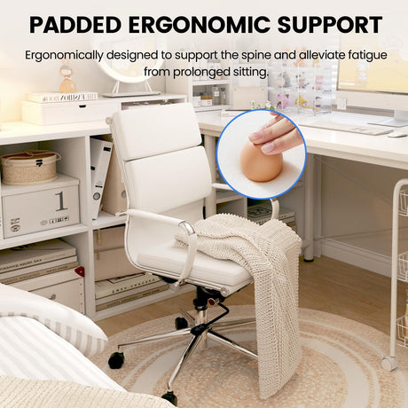 Ribbed Office Desk Chair Mid-Back Ergonomic Chair