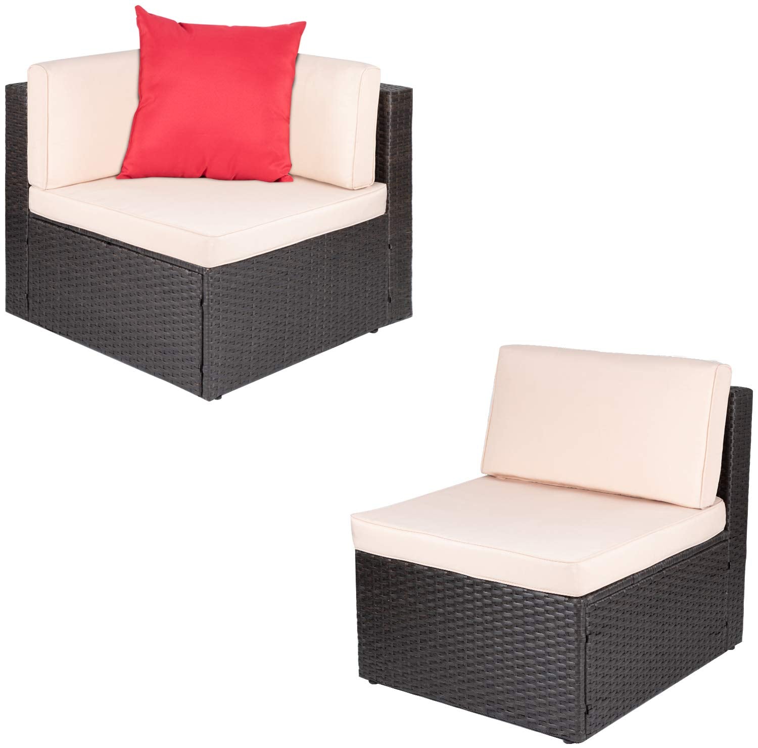 Outdoor Patio Furniture Set All Weather PE Rattan Wicker Loveseat Sectional Sofa with Cushions for Lawn Poolside Backyard Garden