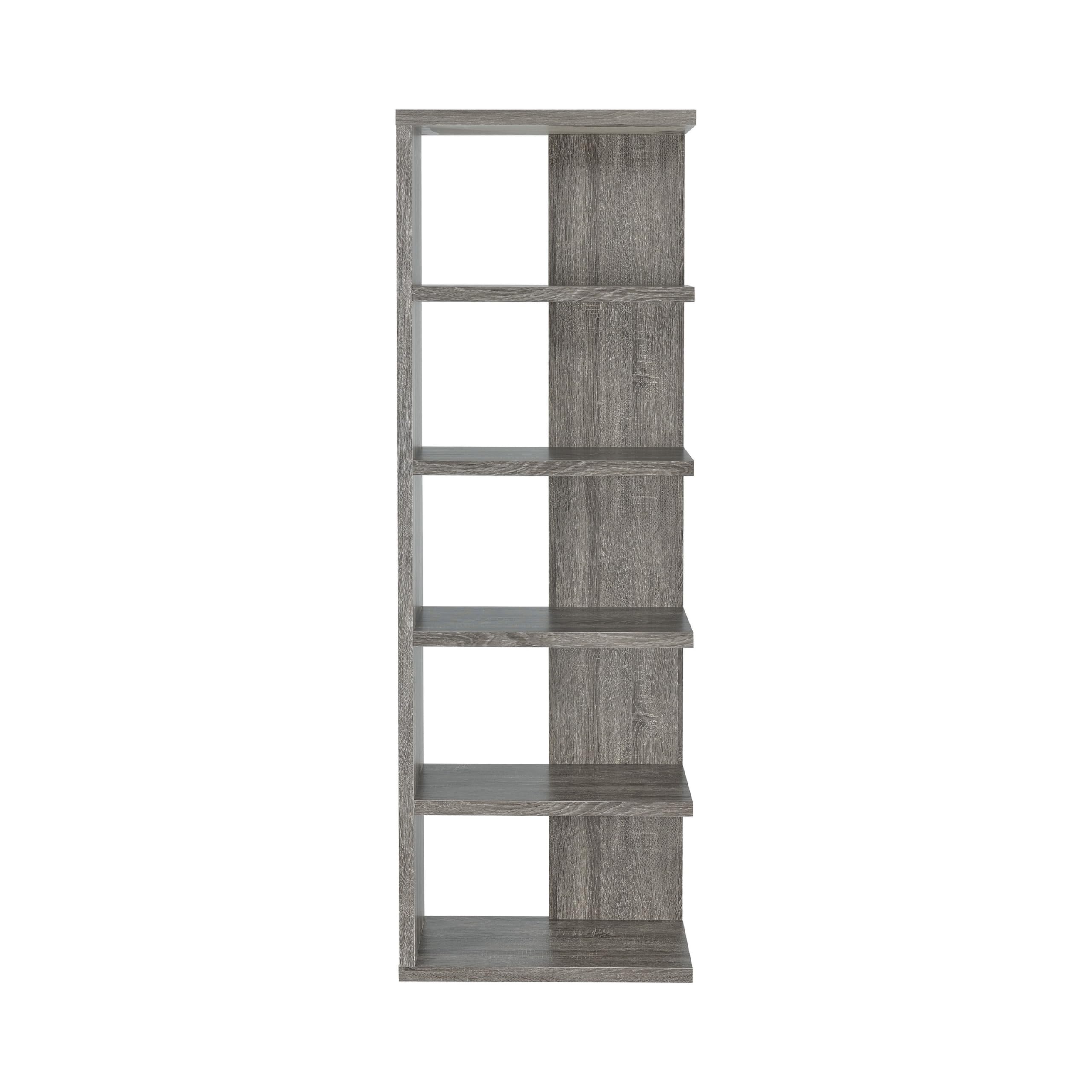 BM159073 Spacious Semi-Backless Wooden Bookcase Gray