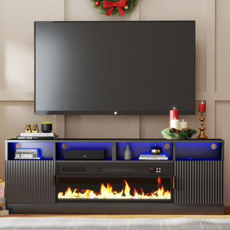 70" Fireplace TV Stand with 38.3" Electric Fireplace & 24 Colors LED Light