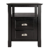 Winsome Solid Wood 2 Drawer Timber Night Stand Black Finish