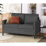 Linen Fabric Modern Small Loveseat Sofa Couch for Living Room, 51" W Little Upholstered 2-Seater Mini Love Seats