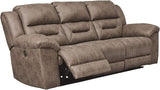 Stoneland Faux Leather Manual Pull Tab Reclining Sofa, Dark Brown