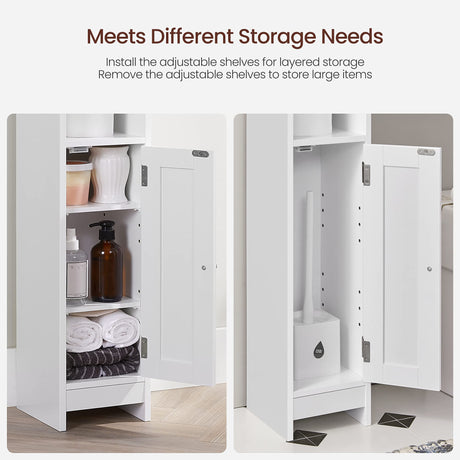 Small Bathroom Storage Corner Floor Cabinet with Door and Shelves