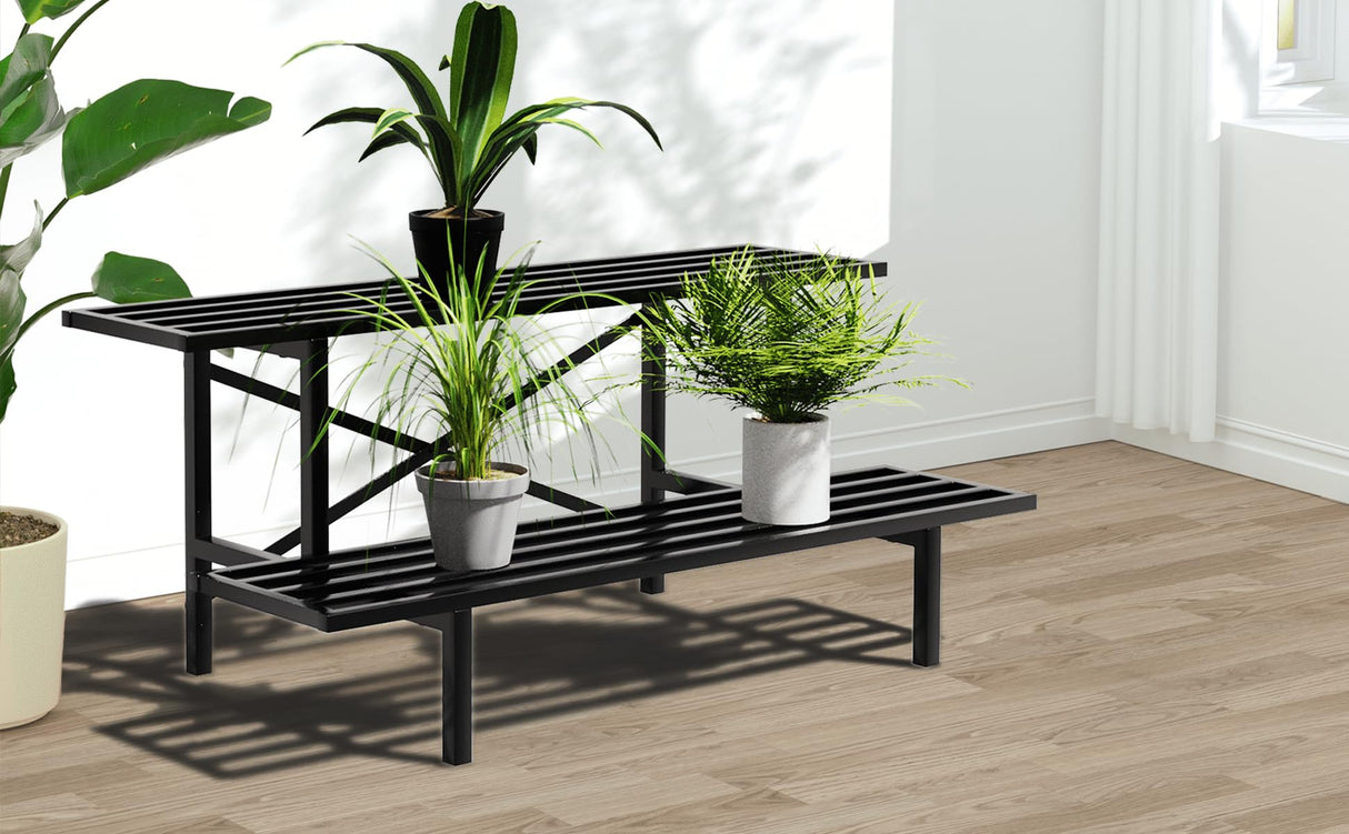 2 Tier Sturdy Metal Plant Stand Heavy Duty Plant Holder for Home Indoor and Outdoor
