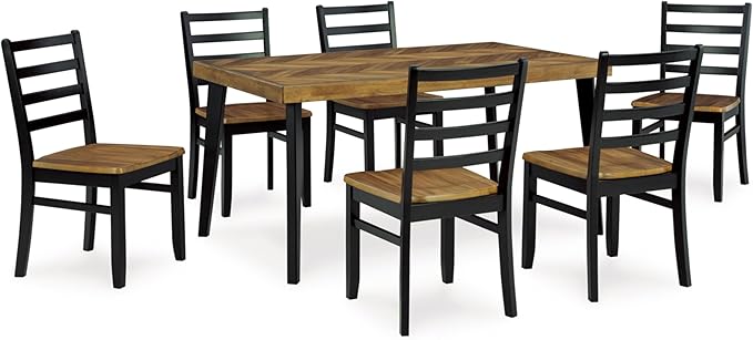 Caitbrook Rustic 7 Piece Dining Set, Include Table and 6 Chairs, Gray