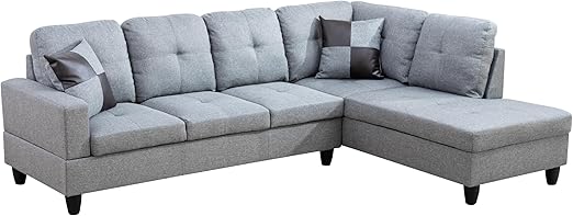 MZX-Carl-SS-00009-LWJ Sectional, 103.5"x74.5"x35", Silver White L