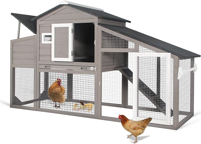 Chicken Coop Large Wooden Chicken Tractor with Wheels Waterproof Outdoor Hen House