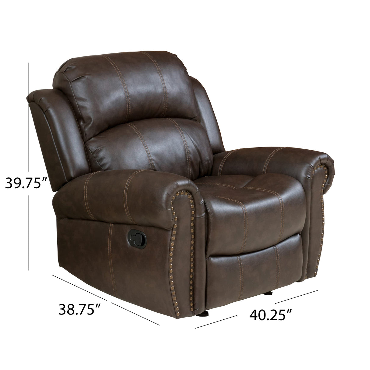 GDFStudio Christopher Knight Home Gavin Faux Leather Gliding Recliner, Dark Brown