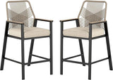 3 Piece Outdoor Bar Set,Wicker Bar Height Stools