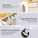 Rolling Kitchen Island on Wheels with Drop Leaf, Kitchen Cart with A Drawer and Cabinet