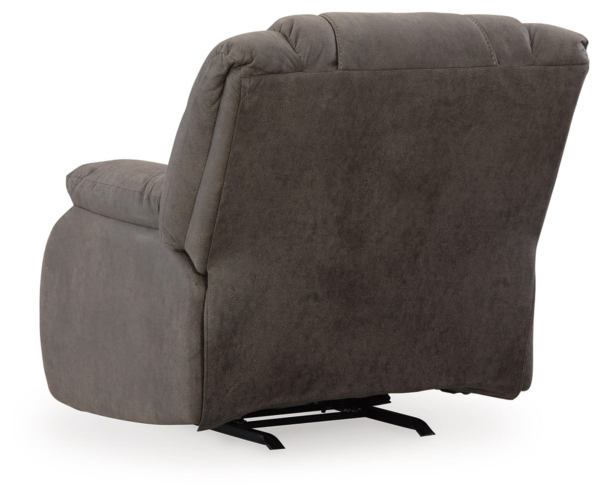 Design by Ashley First Base Modern Faux Leather Rocker Recliner, Gray