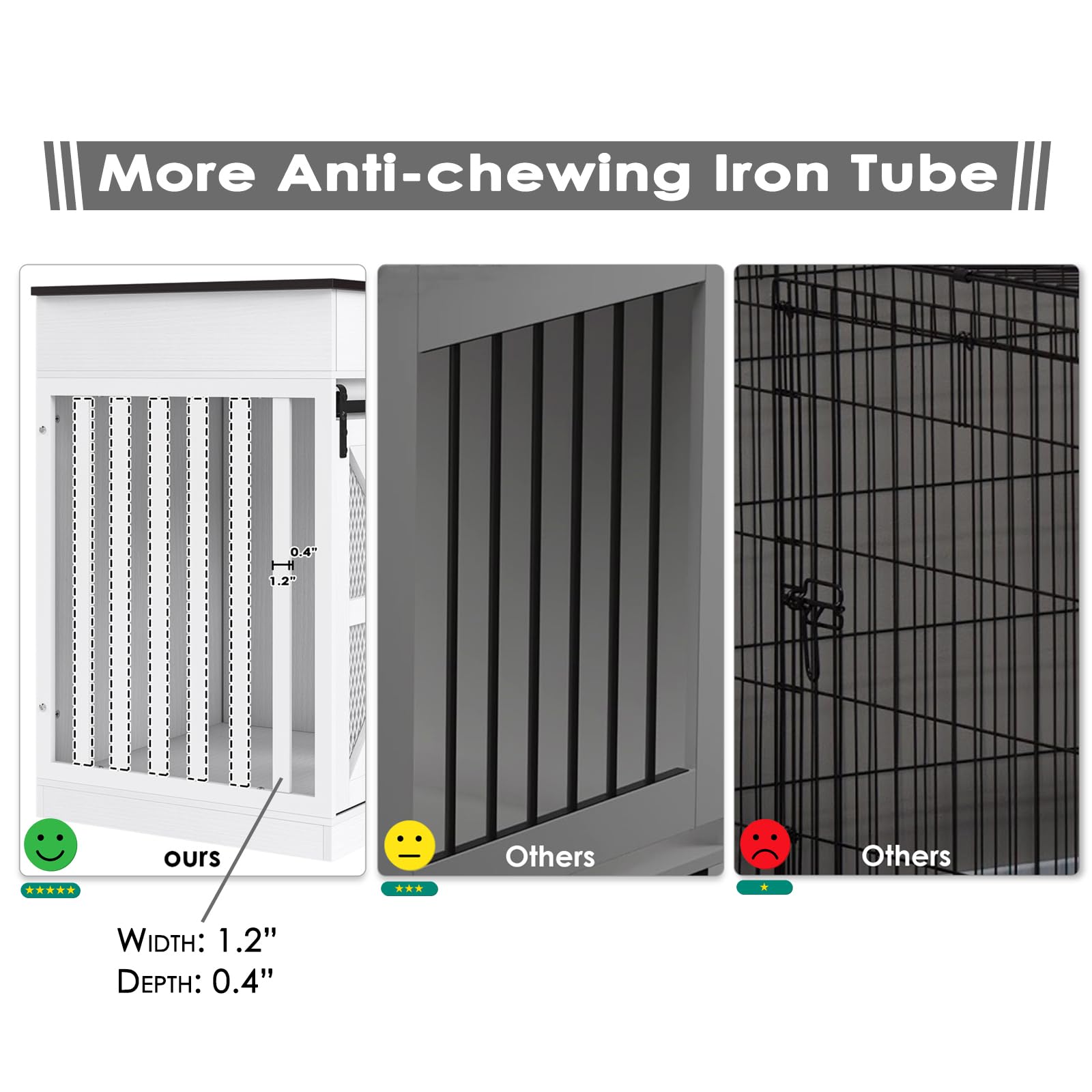 Farmhouse Dog Crate Furniture with Storage Drawers - Large Wooden Kennel & TV Stand