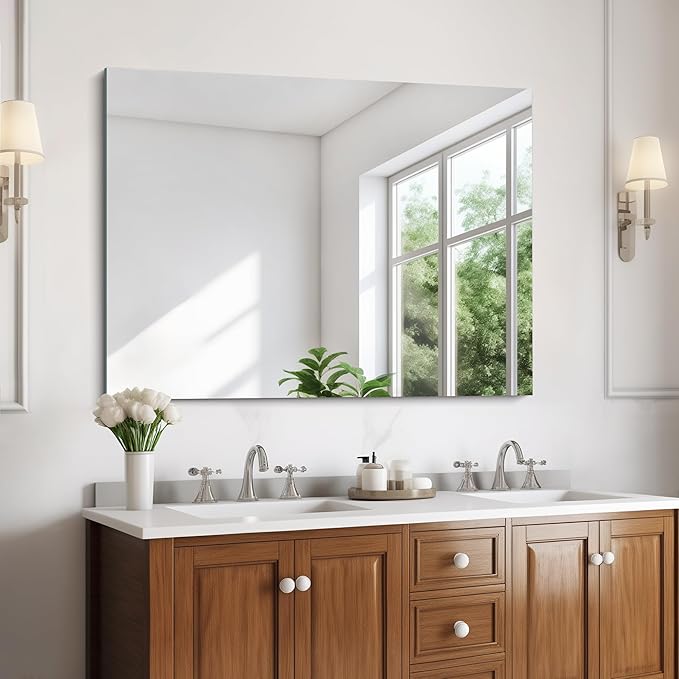 Frameless Mirror,  Bathroom Mirror for Over Sink, Unframed Vanity Mirror