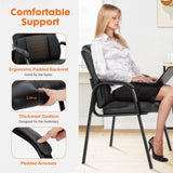 Leather Guest Chair Set of 2 with Padded Arms, Comfy Waiting Room Chairs