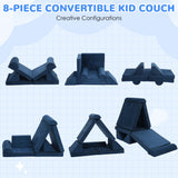 8 Pcs Modular Kids Play Couch, DIY Modular Toddler Couch for Playroom and Bedroom