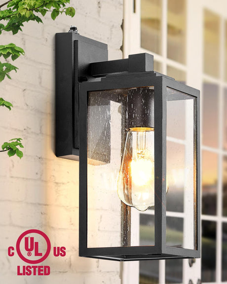 Dusk to Dawn Outdoor Porch Lights Wall Mount, Modern Black Exterior Wall Sconce