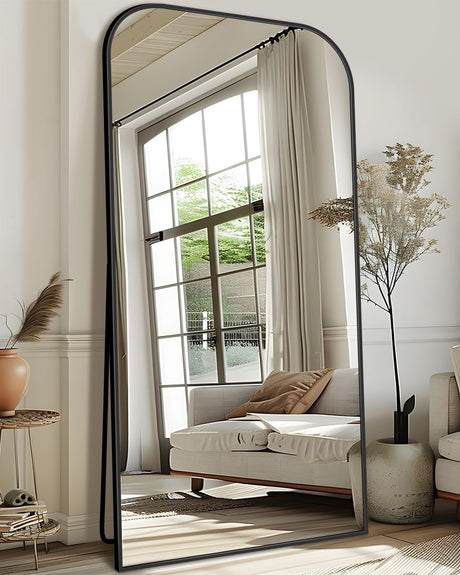 Full Length Mirror, 78"x38" Floor Mirror Freestanding, Arched Floor Standing Large Mirror Full Body Mirror