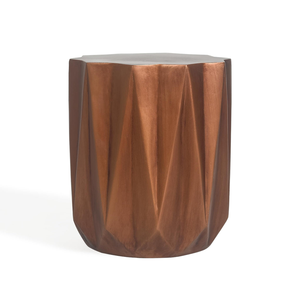 Light-Weight Concrete Outdoor Side Table, Modern Geometric Accent End Table for Garden
