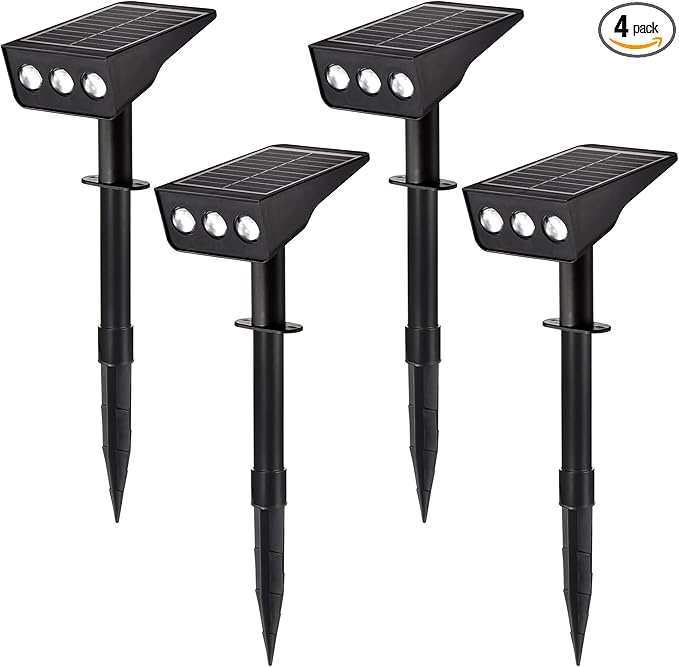 Solar Spot Lights Outdoor, 4 Pack Solar Landscape Spotlights 3 Lighting Modes