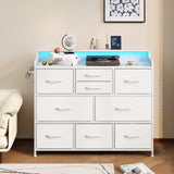 Dresser with Charging Station and LED Lights, Dresser for Bedroom TV Stand Dresser