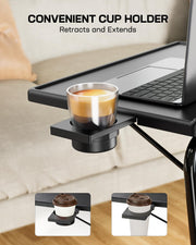 LORYERGO Multifunctional TV Tray Table - [2 Packs] Adjustable TV Dinner Tray Tables with 6 Height & 3 Tilt Angle, Folding TV Trays with Cup Holder for Bed & Sofa, for Eating & Reading