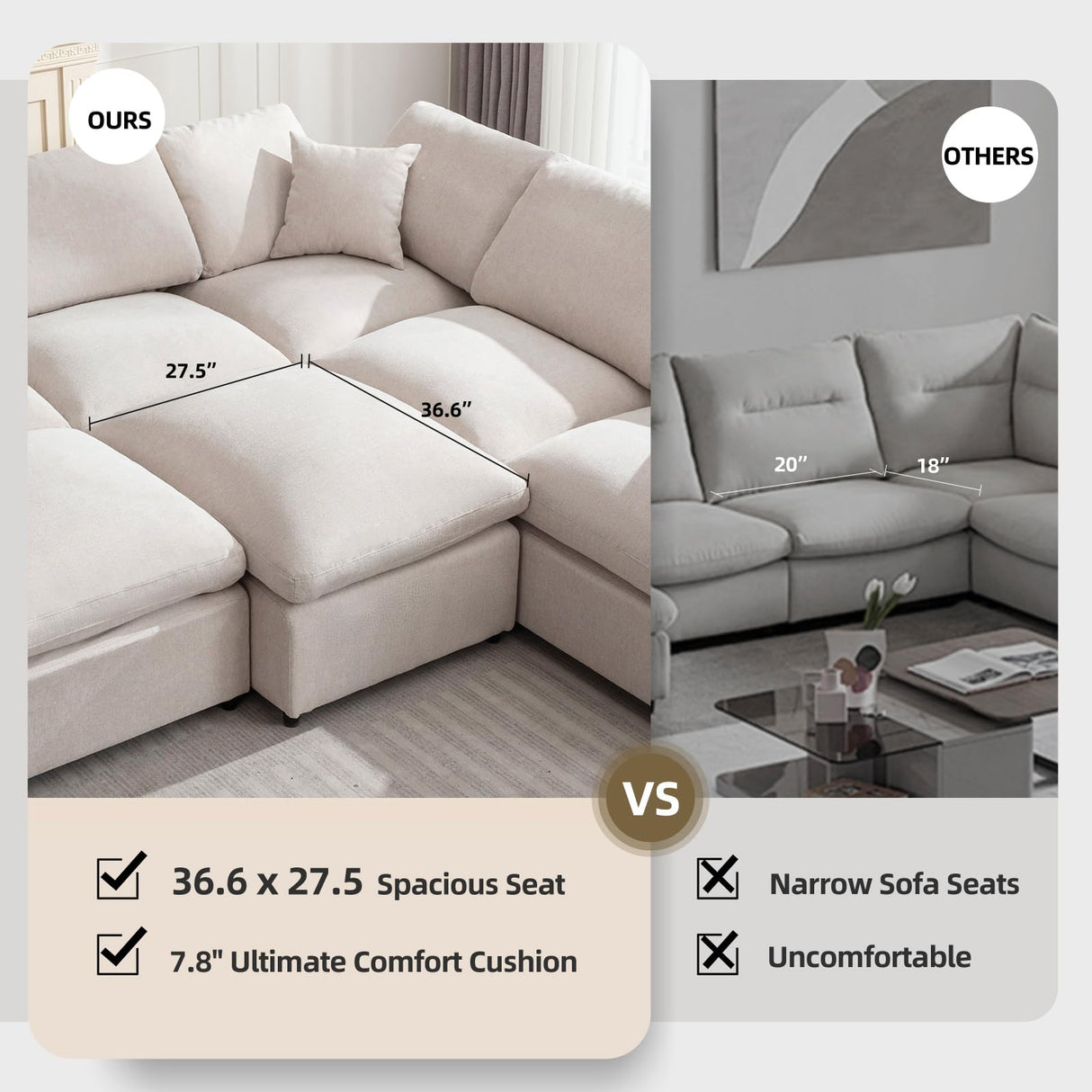 Modular Sectional Sofa Modern Oversized Cloud Couch