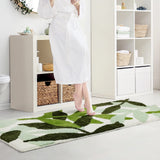 Leaf Bathroom Runner Rug 24x60 Non Slip Long Bathroom Rugs Green Extra Large Bath