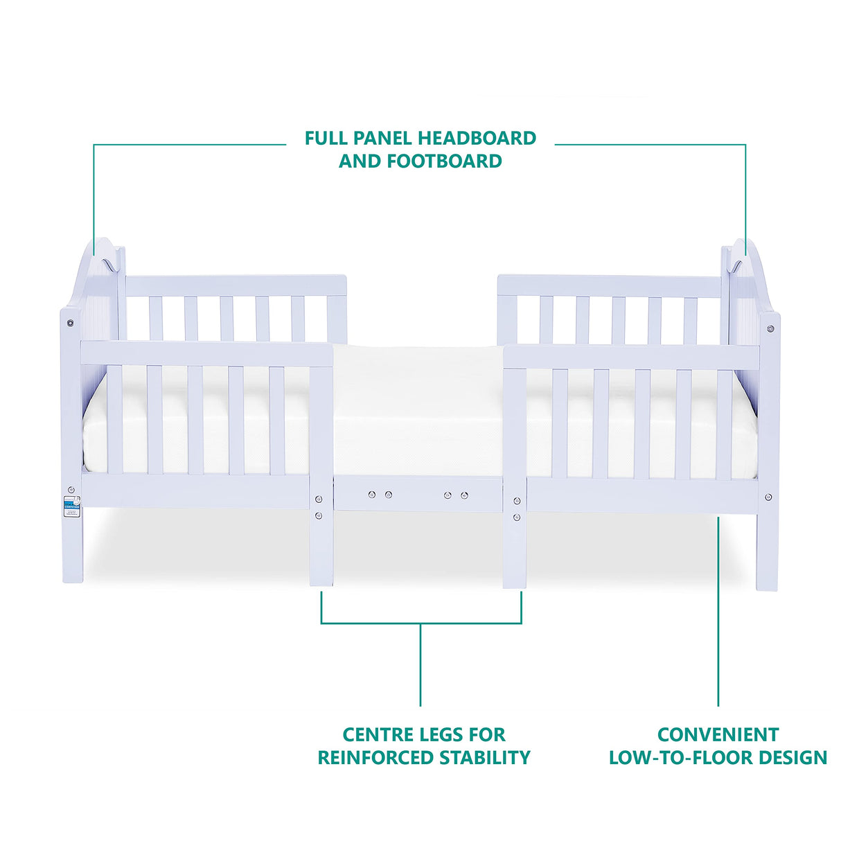 Portland 3 In 1 Convertible Toddler Bed in Lavender Ice, Greenguard Gold Certified