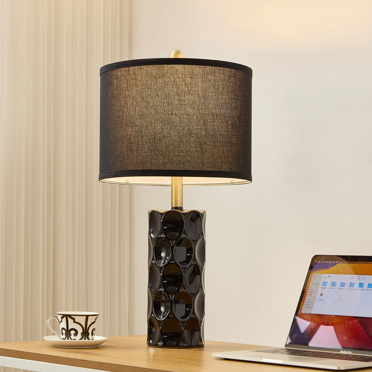 24" Modern Ceramic Table Lamp Set of 2 - 3 Color Dimmable Bedside Lamps