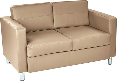 Pacific Loveseat with Padded Box Spring Seats and Silver Finish Legs