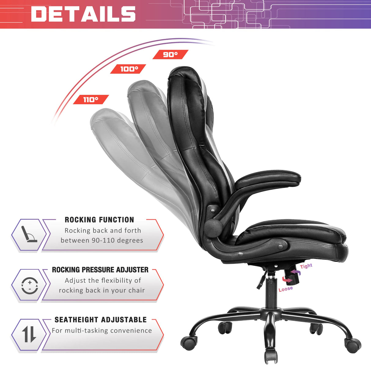 Big and Tall Office Chair 400lbs-Heavy Duty Executive Desk Chair with Extra Wide