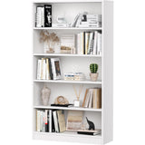 Soohow 5 Shelf Bookcase,60 Inch Wood Tall Bookshelves for Living Room,White