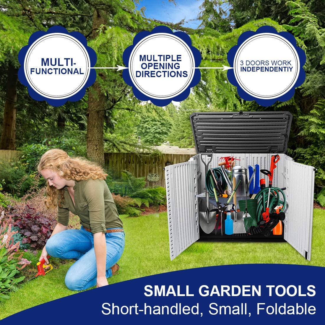 Outdoor Storage Cabinet Waterproof, Resin Vertical Outdoor Storage Shed