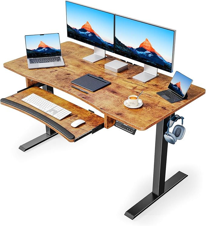 48" x 24" Electric Standing Desk with Large Keyboard Tray(26.7"), Adjustable Height Stand Up Desk for Home Office