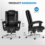 Massage Executive Office Chair with Footrest, Big and Tall Office Chair, Ergonomic PU