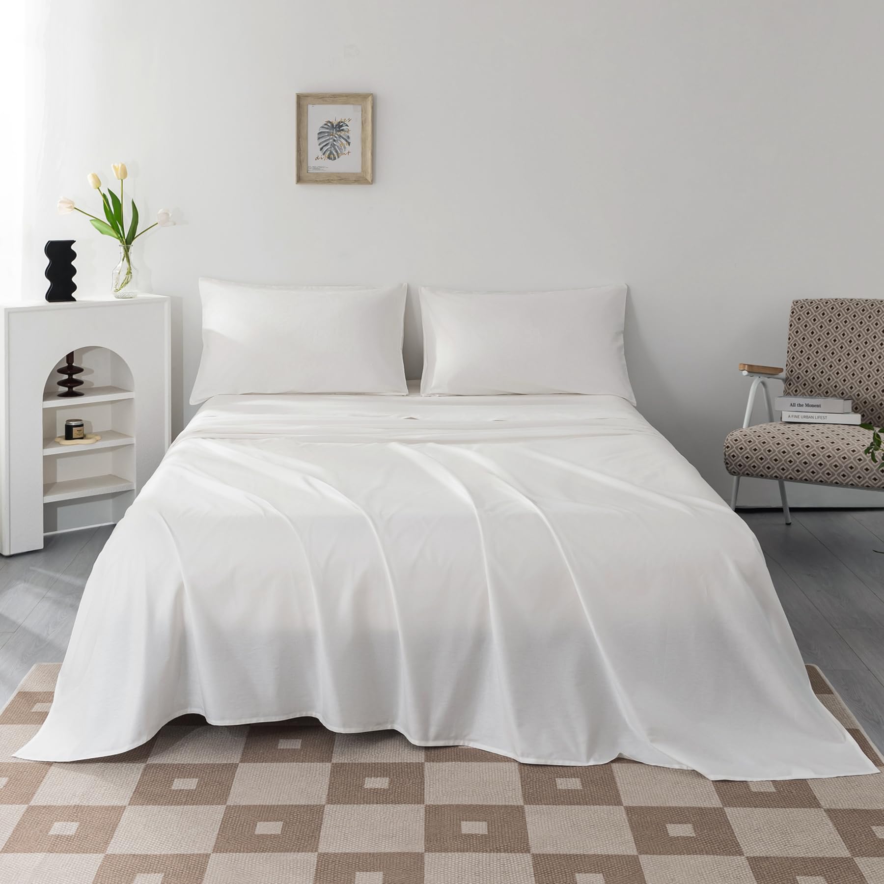 100% Egyptian Cotton Sheets Queen Size Set 18"-24" Extra Deep Pocket