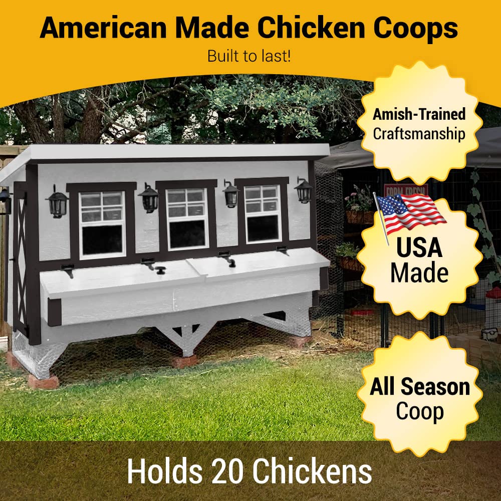 Farmhouse XL Chicken Coop for Up to 20 Chickens - Nesting Box - Large Bird