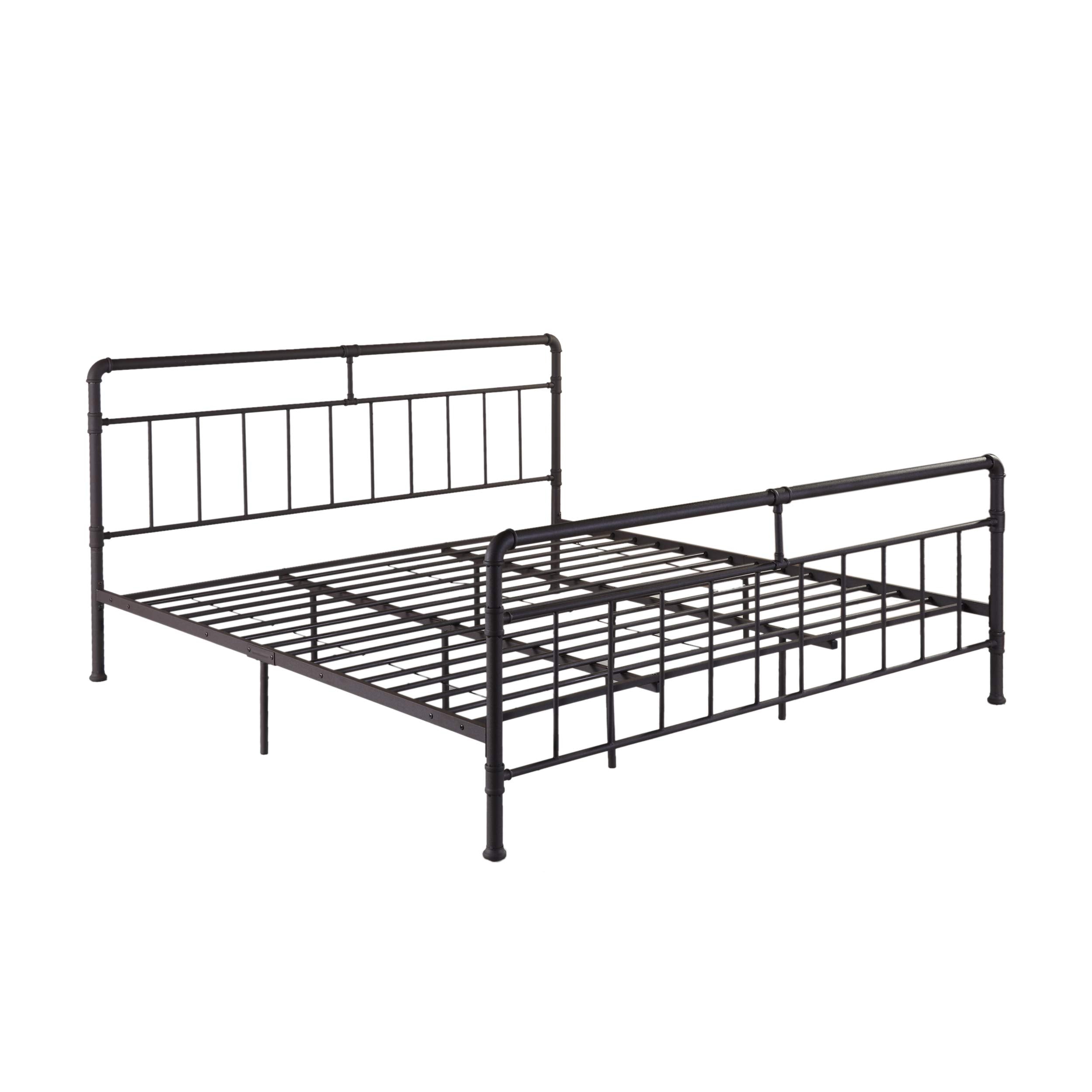 Sally King-Size Iron Bed Frame, Minimal, Industrial, Hammered Copper