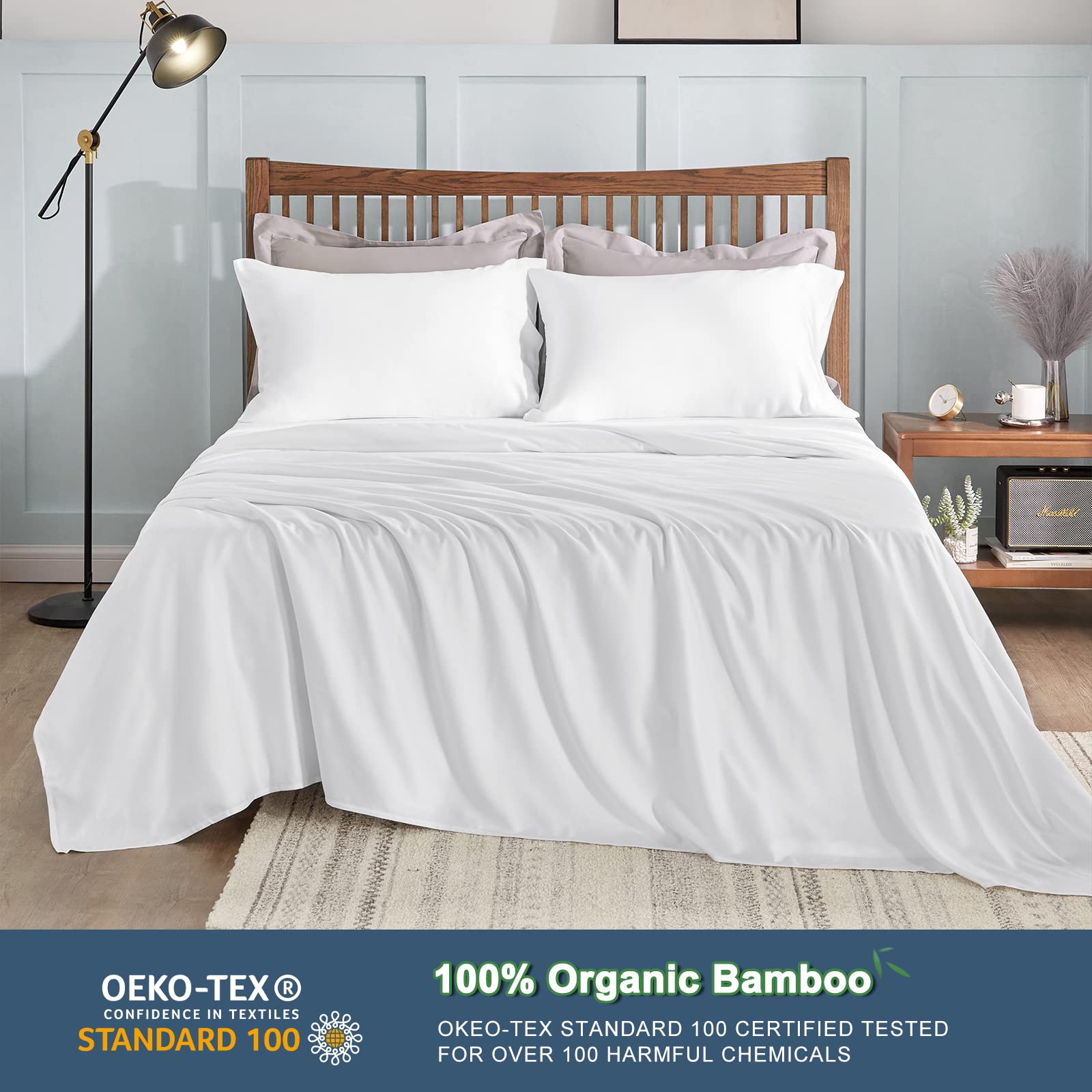 cooling Sheets King Size, Rayon derived from Bamboo, Oeko-TEX Certified Luxuriously