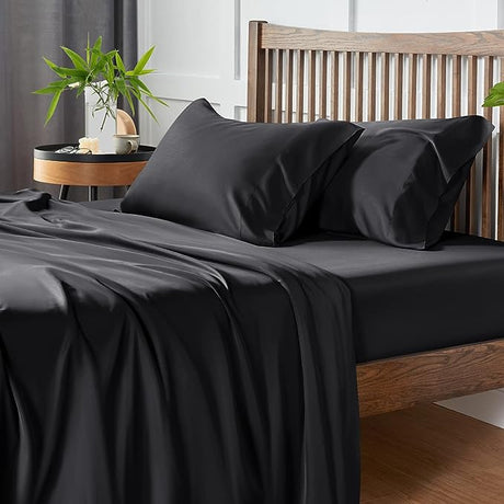 Cooling Sheets Queen Size, Rayon derived from Bamboo, Oeko-TEX Certified Luxuriously Soft & Cooling Silky Sheet Set