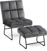 Accent Chair with Ottoman, Velvet Modern Metal Legs