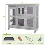 Rabbit Hutch Indoor Outdoor Bunny House Bunny Cage on Wheel with Plastic