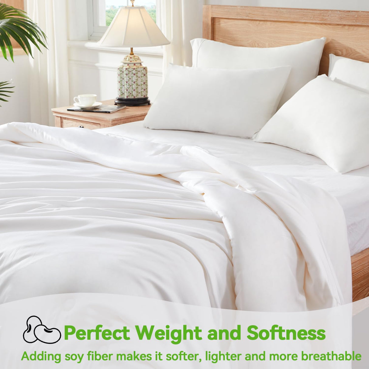 Bamboo Viscose Cooling Comforter Queen Size,Luxurious Lightweight Blanket for Summer