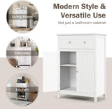 Wooden Bathroom Storage Cabinet, Modern Bathroom Organizer Cabinet with 3 Heights