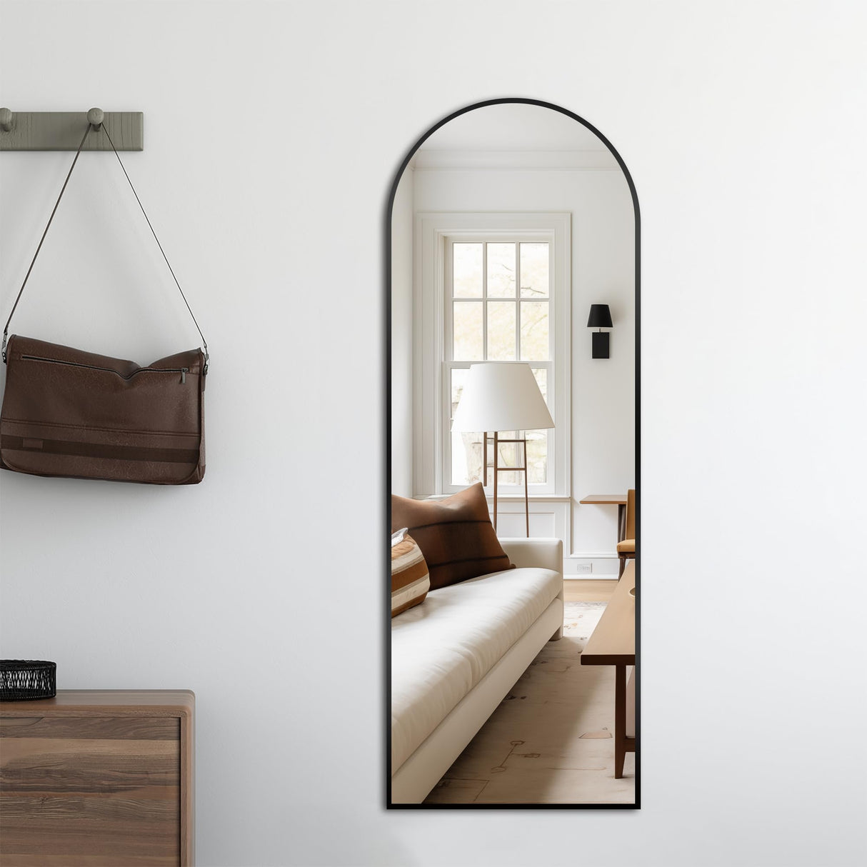 Delma Arched Mirror Full Length,Standing Mirror,Large Floor Mirror with Stand for Wall Entryway Door Bedroom Bathroom Living Room