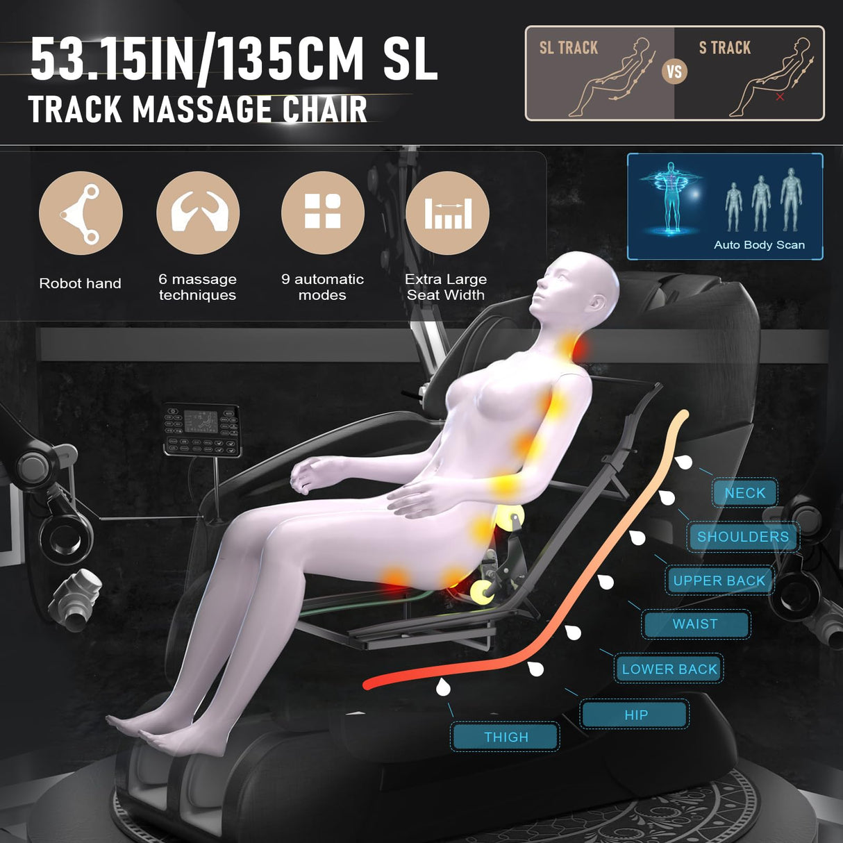 Massage Chair Full Body, 2024 4D SL-Track Zero Gravity Massage Chair