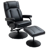 Swivel Recliner, Manual PU Leather Armchair with Ottoman Footrest for Living Room,